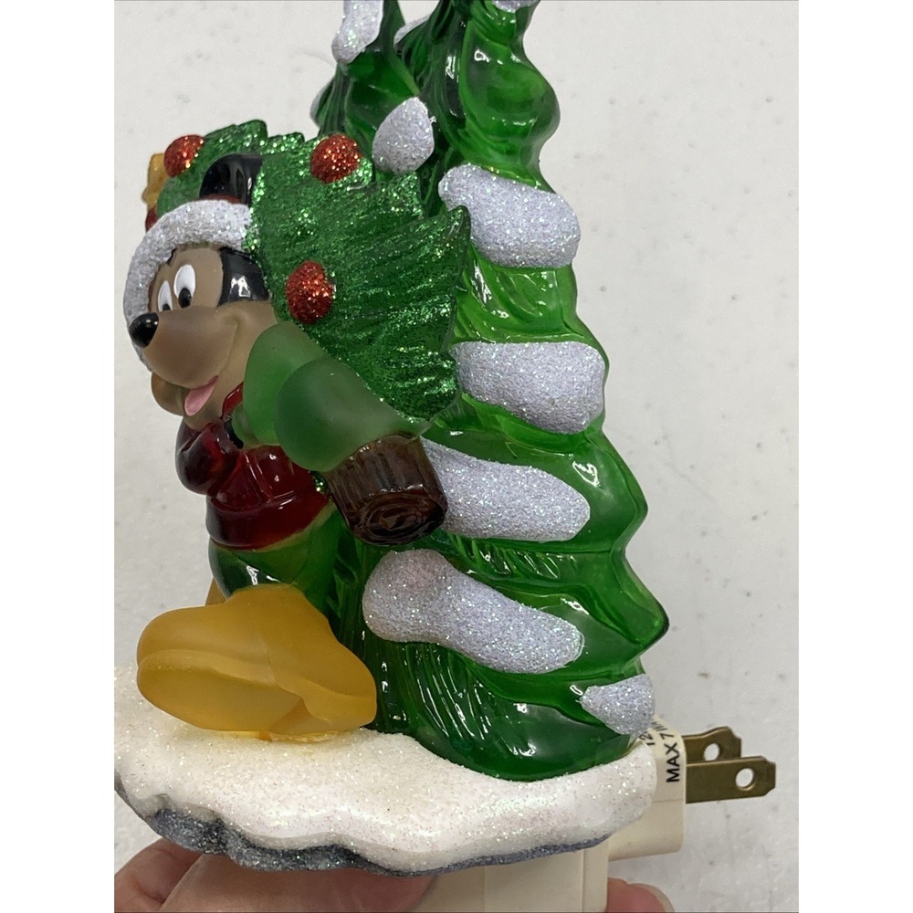 Pair Of Vtg Disney Pluto & Mickey Mouse Plug In‎ Nightlight Christmas Glitter - Picture 10 of 13
